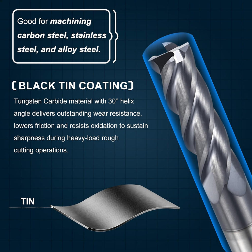 2.5mm Carbide End Mill, 8mm Cut L, 50mm L, 4mm Shank, Black