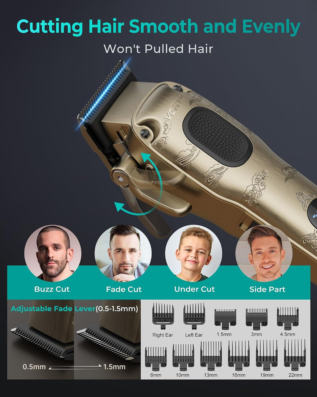 Hair Clippers for Men Professional, Cordless & Corded Barber Clipper | Clippers for Hair Cutting with Package Case