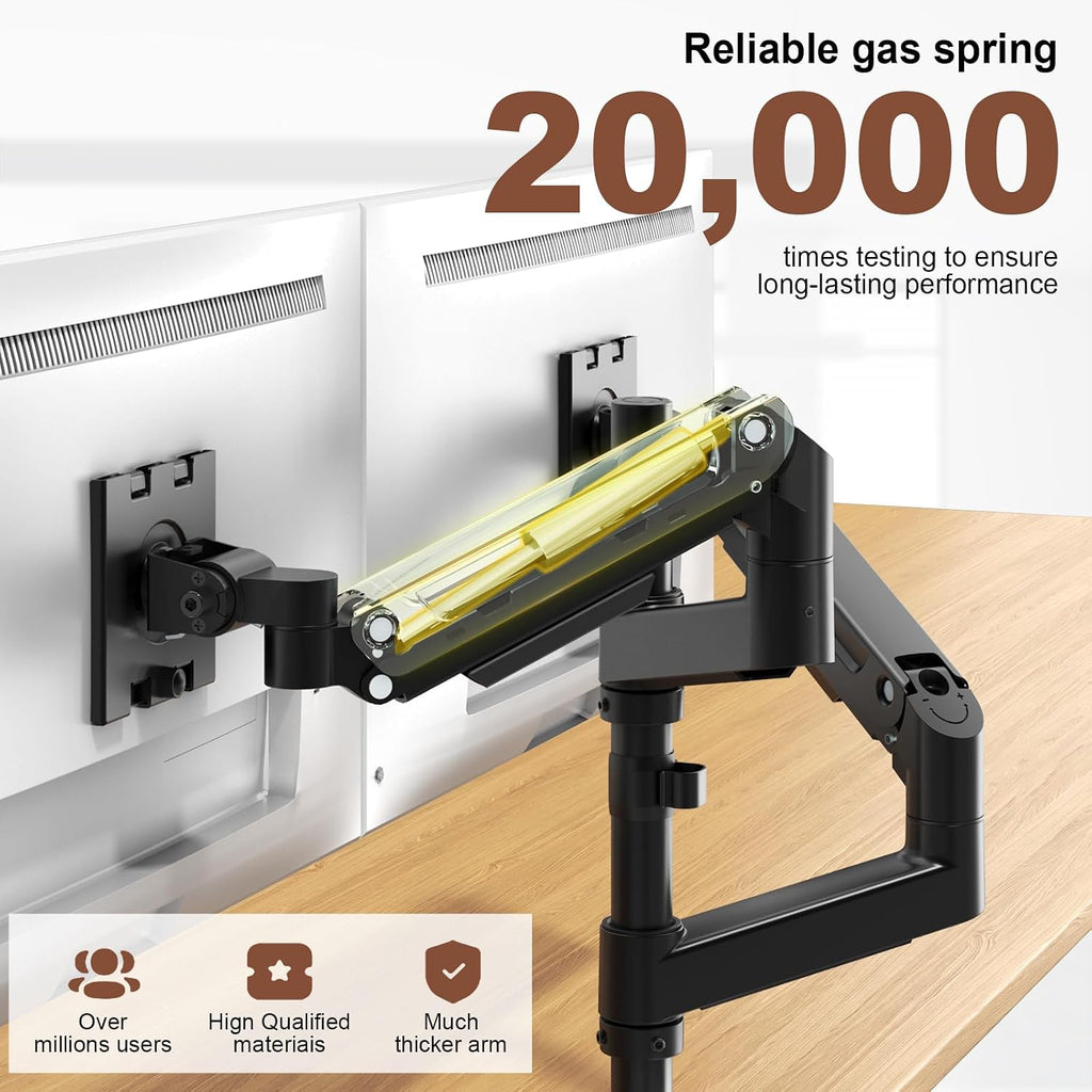 Heavy Duty Dual Monitor Arm for 17-49" Screens, Vertical Stack, 44lbs | 19.69'' Overall Height, Flexible Screen