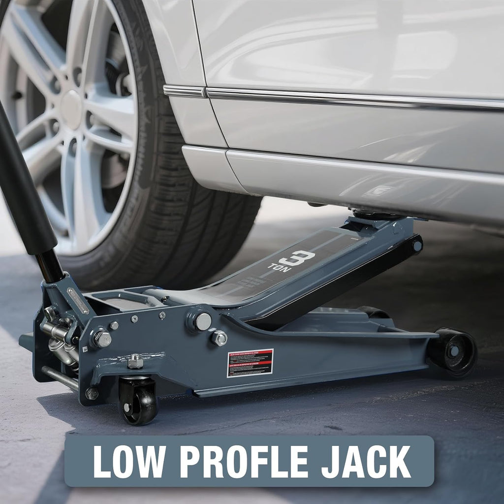 3 Ton Extra Long Reach Floor Jack Hydraulic Low Profile Floor Jack with Dual Piston Quick Lift Pump, Home and