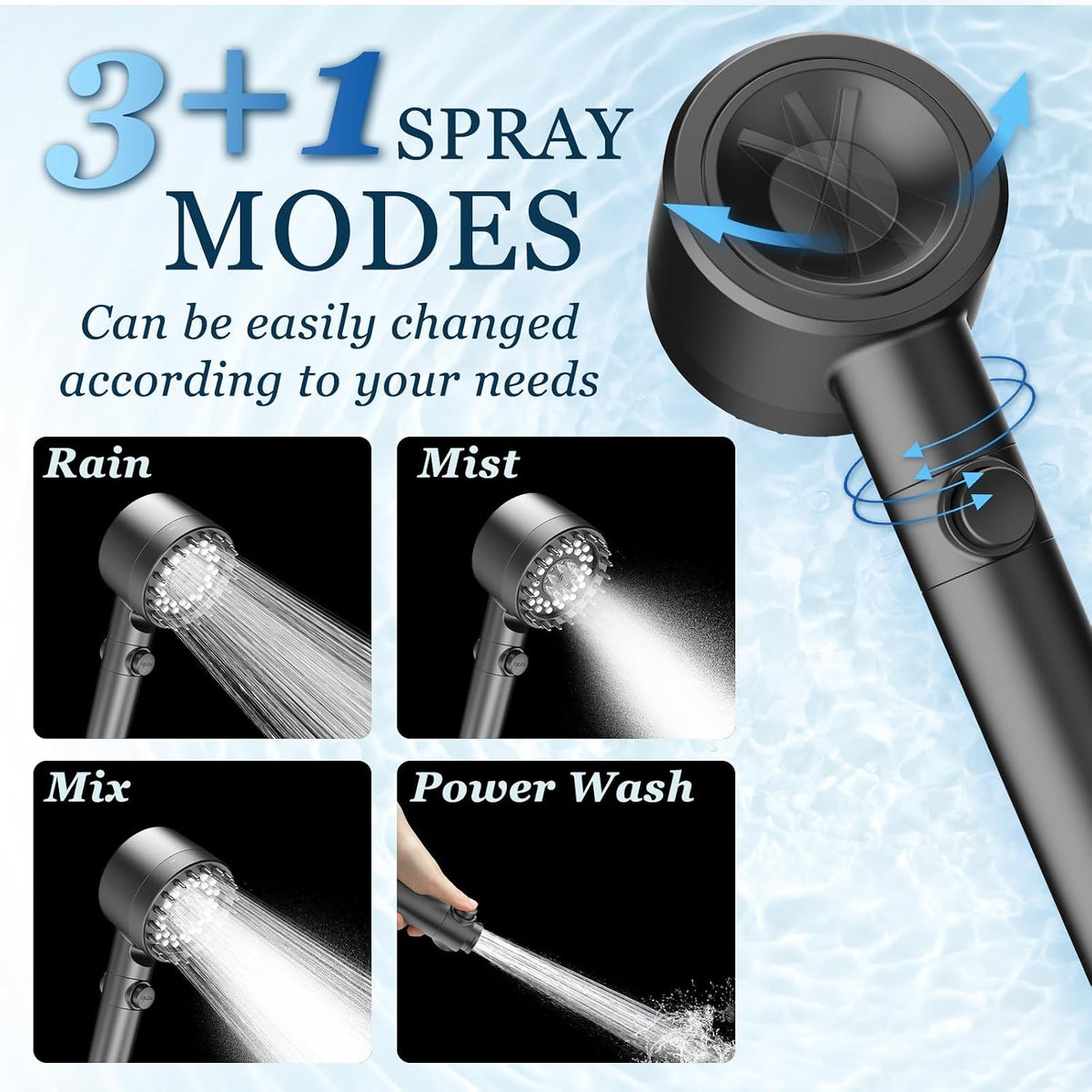 Filtered Shower Head with Handheld, High Pressure Shower Filter Head