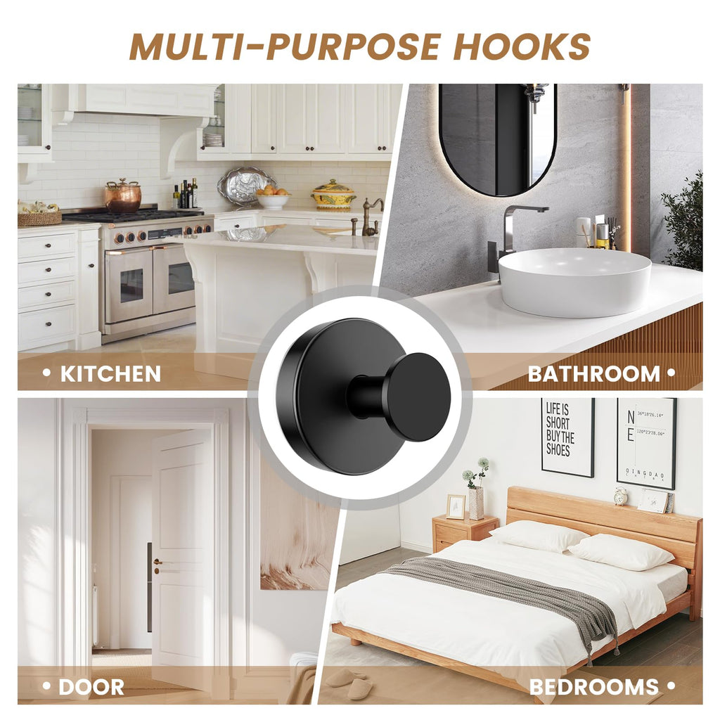 BKV Suction Cup Hooks for Shower,Matte Black,4 Pack