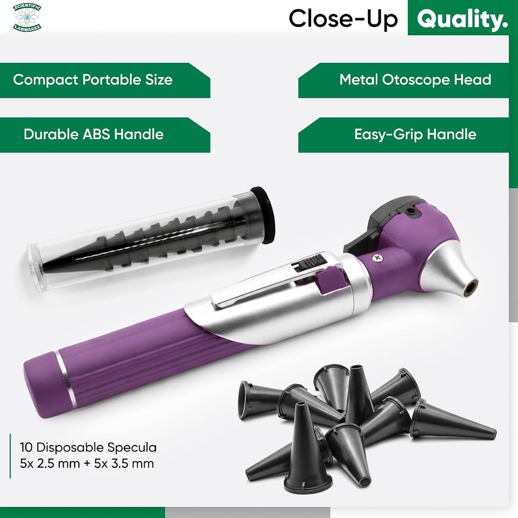 Otoscope - Ear Scope with Light, Ear Infection Detector, Pocket Size (Purple)