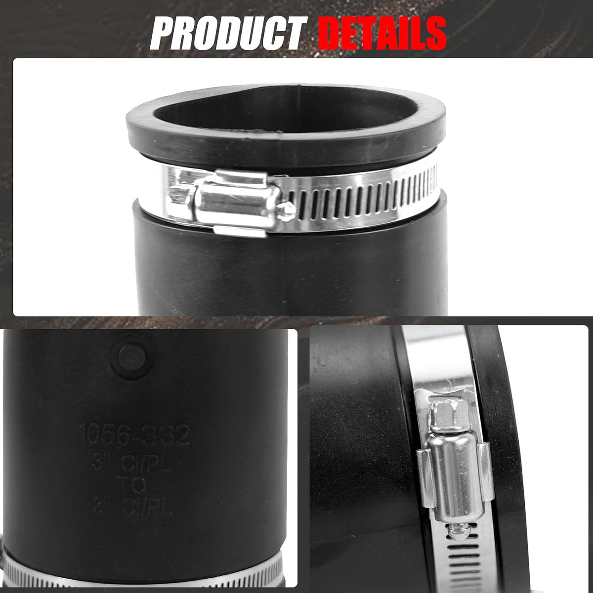 RULLINE 3" Pipe Coupling Extra-Long 1056-332 Sewer
