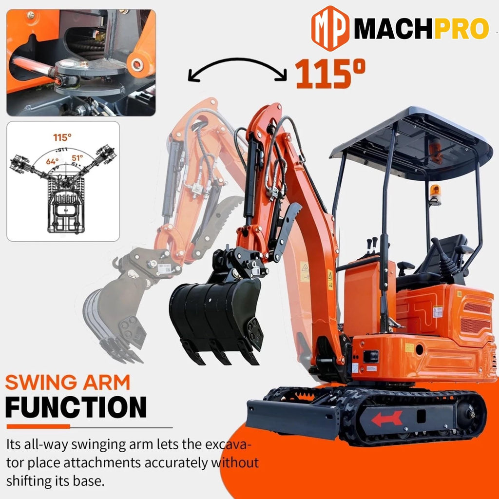 1.4ton Mini Excavator with 13.5HP B&S Gas Engine, Side swing boom.