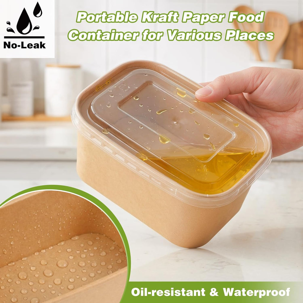 60 Packs 35oz Disposable Meal Prep Containers with Lids & Utensils