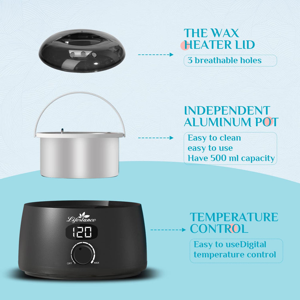 L2 Digital Wax Warmer Machine - 500ml/14oz Fast-Heating for Hard Wax Beads, Hair Removal at Home, Professional for