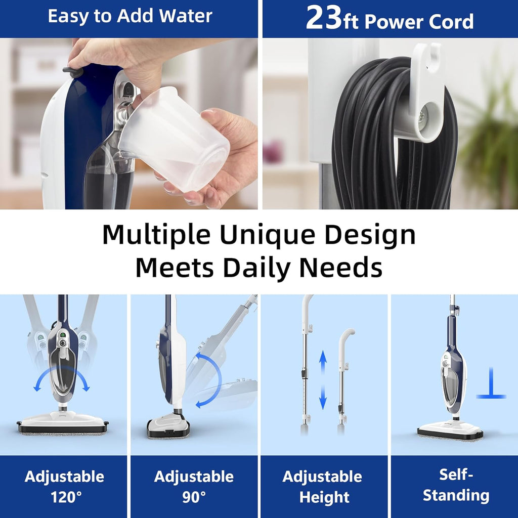 Steam Mop - 10-in-1 Floor Steamer MultiPurpose Steam Cleaner | Detachable Handheld for Hardwood/Tile/Laminate All