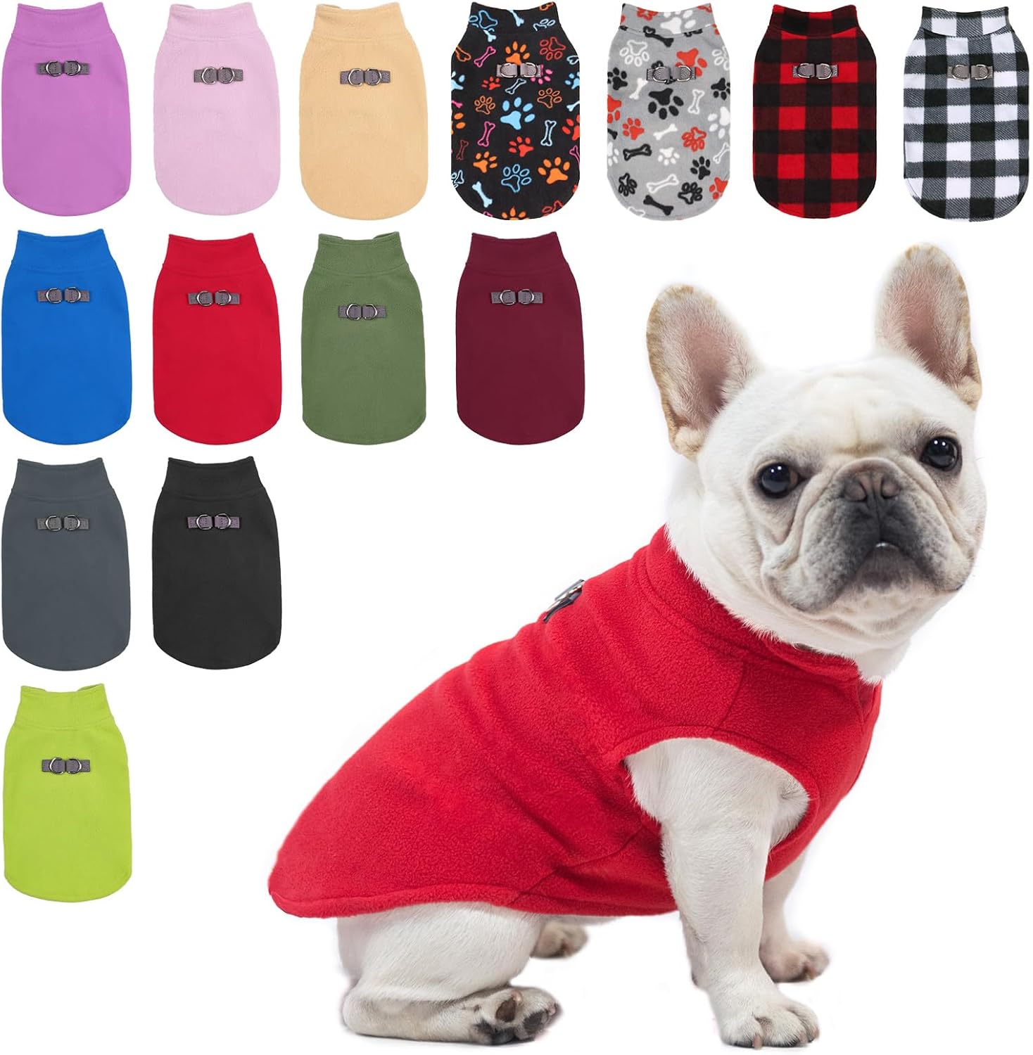 Dog Fleece Vest Sweater Winter Jacket for Small and Medium Dogs with D-Ring Leash Cold Weather Coat Hoodie for XS S M