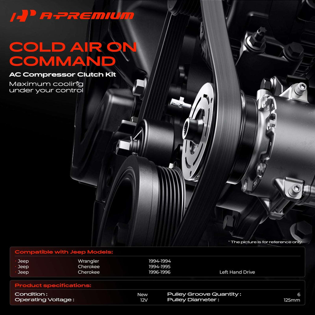 A-Premium Air Conditioner AC Compressor Clutch Kit Compatible with Jeep