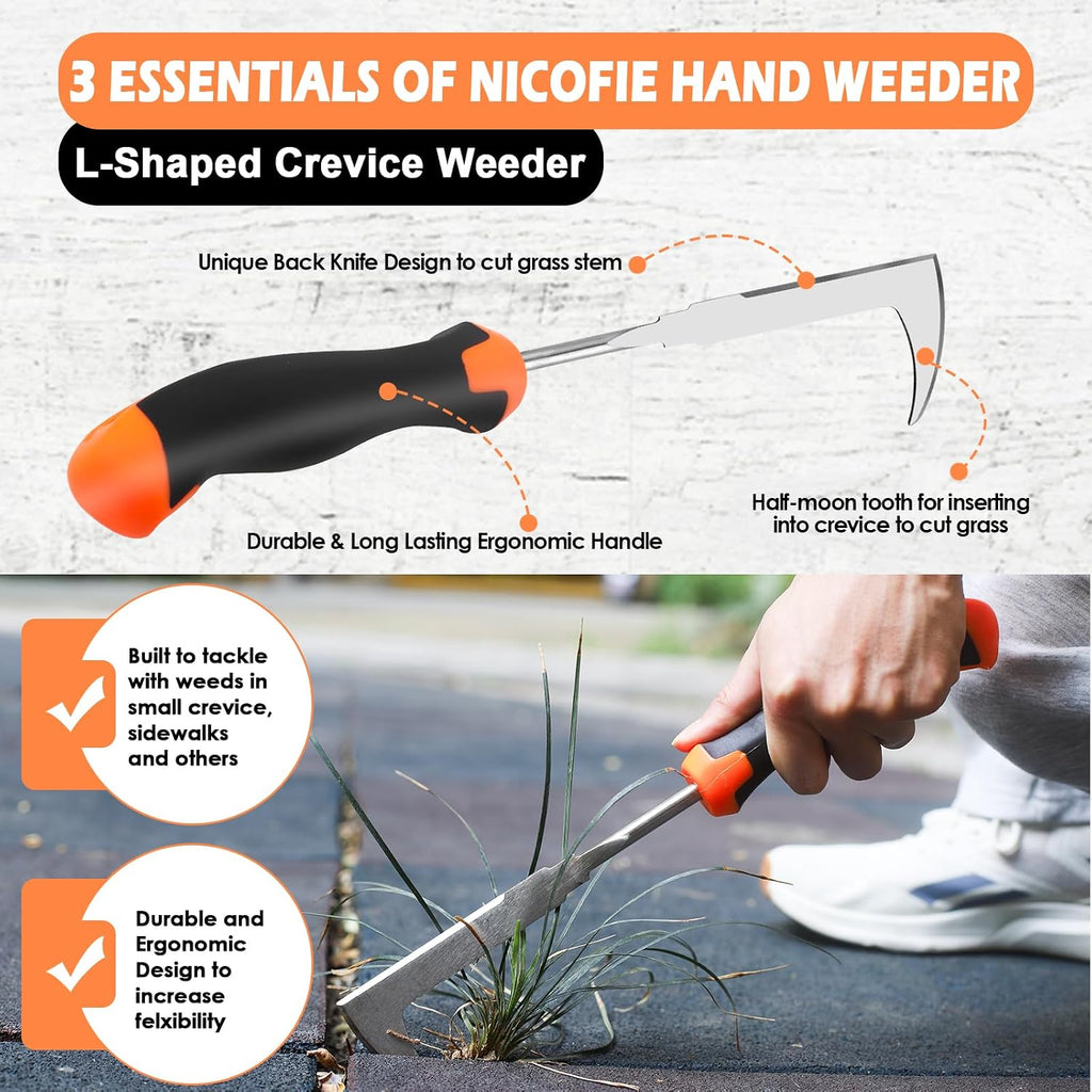 2026 Hand Weeder Tool, Rubber Handle Manual Weeder Puller Tool, Uprooting Weeding Tools, Crack Weeder Crevice, 4
