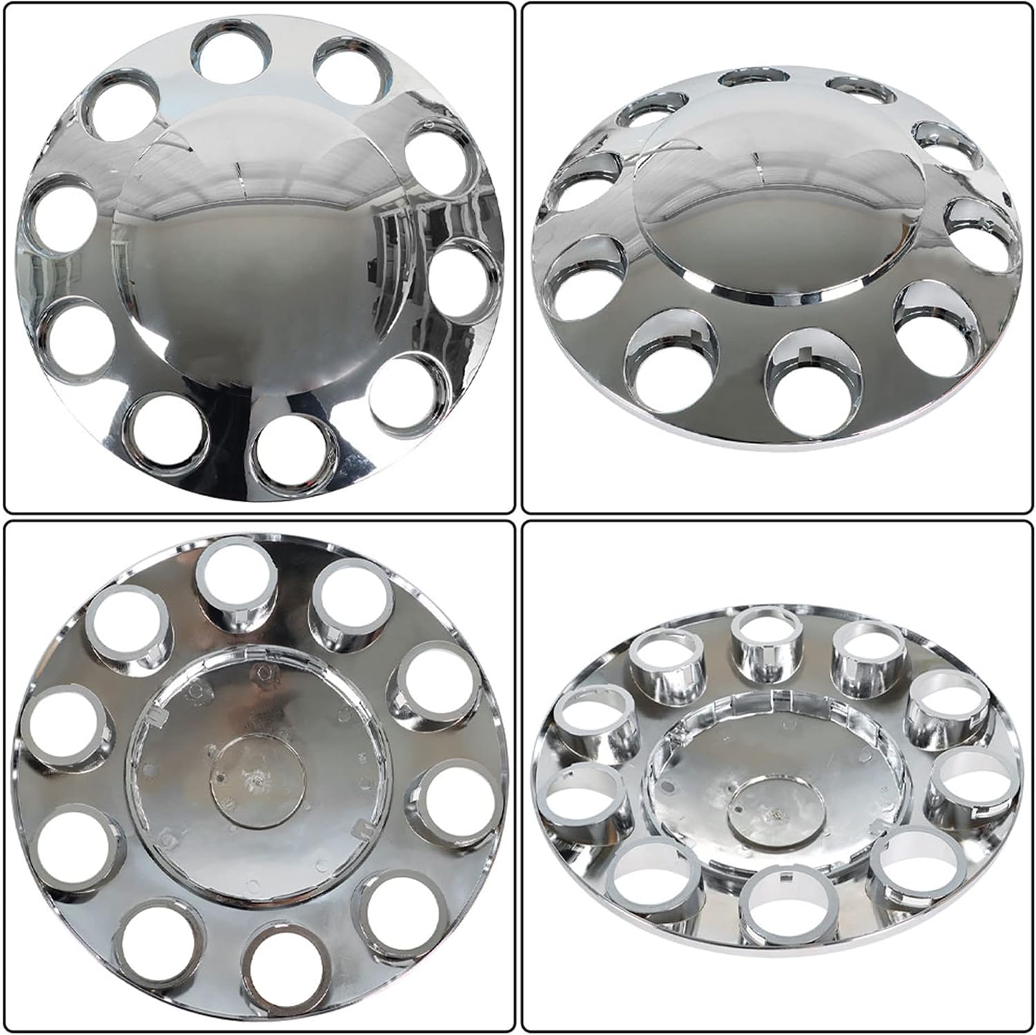 Chrome Front and Rear Hub Cover Wheel Axle Cover Center Caps Kit with 33mm Lug Nut Covers Replacement for 20 in &