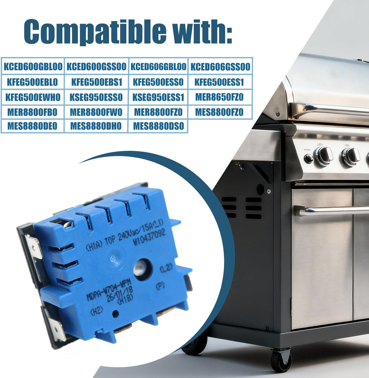 W10857622 W10437092 Upgraded Oven Range Infinite Switch Compatible With Whirlpool, Maytag, KitchenAid, Jenn-Air, Amana, Magic Chef, Admiral, Norge, Roper Replace AP5989899,4383881,PS11731368