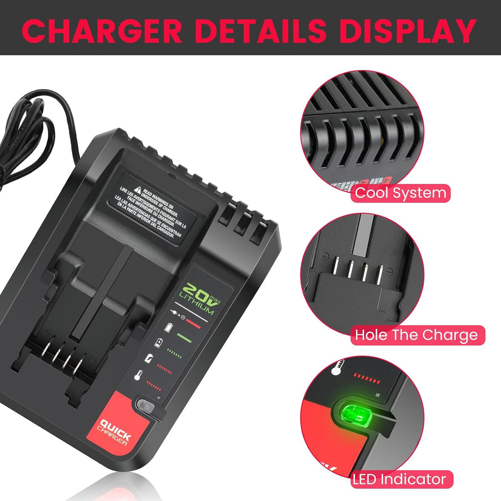 Labtec 2-Pack 6.0Ah 20V Battery PCC685L and Battery Charger Kit Compatible with Porter-Cable