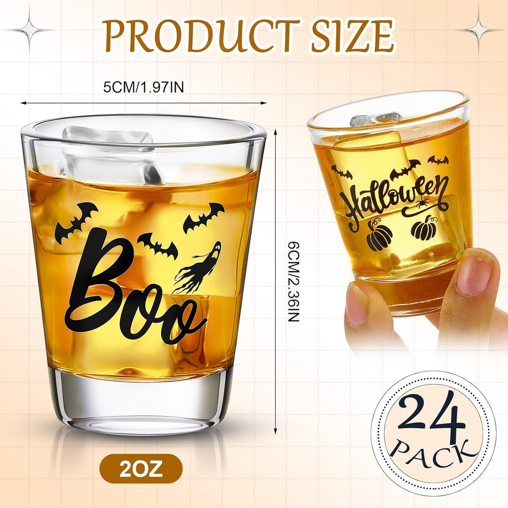 24 Pcs Halloween Shot Glasses for Drinking Glassware Bulk 2 Oz/60 ml