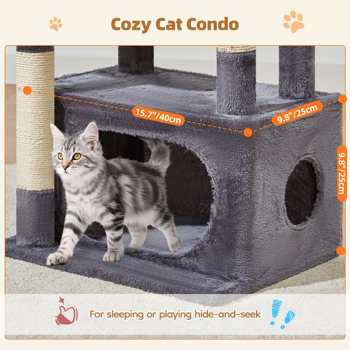 Cat Tree,38.5-Inch Cat Tower for Indoor Cats,Suitable for Kittens with Luxurious cat condo, Adjustable Baskets and
