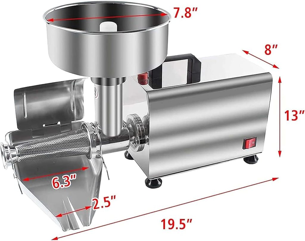 Electric Tomato Strainer Machine – 370W Commercial Food Milling Press for Jams & Sauces, Stainless Steel Fruit Press