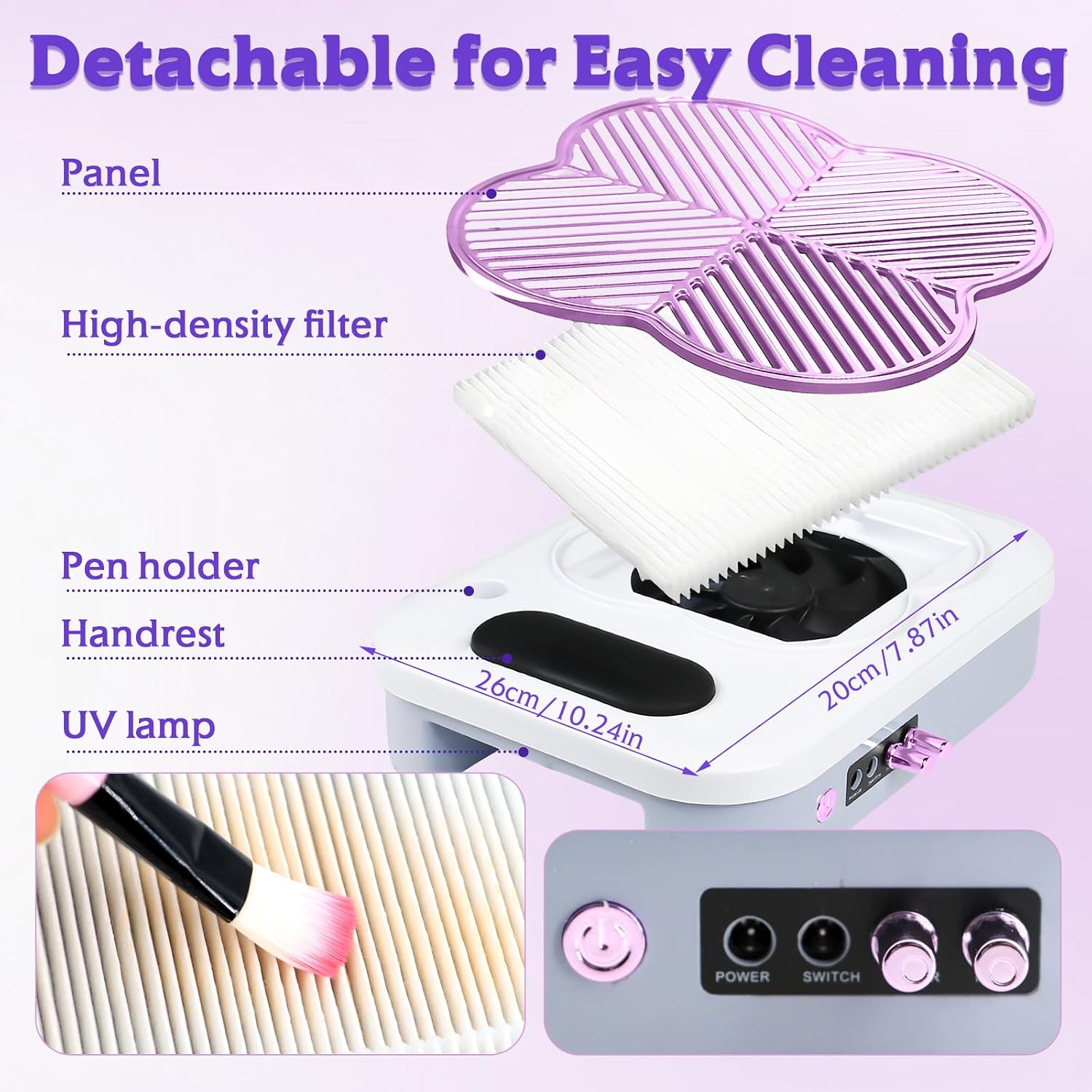3 in 1 Nail Dust Collector with Drill Lamp Professional,40000RPM Electric Nail Drill Bits Efile Kit with Stepless