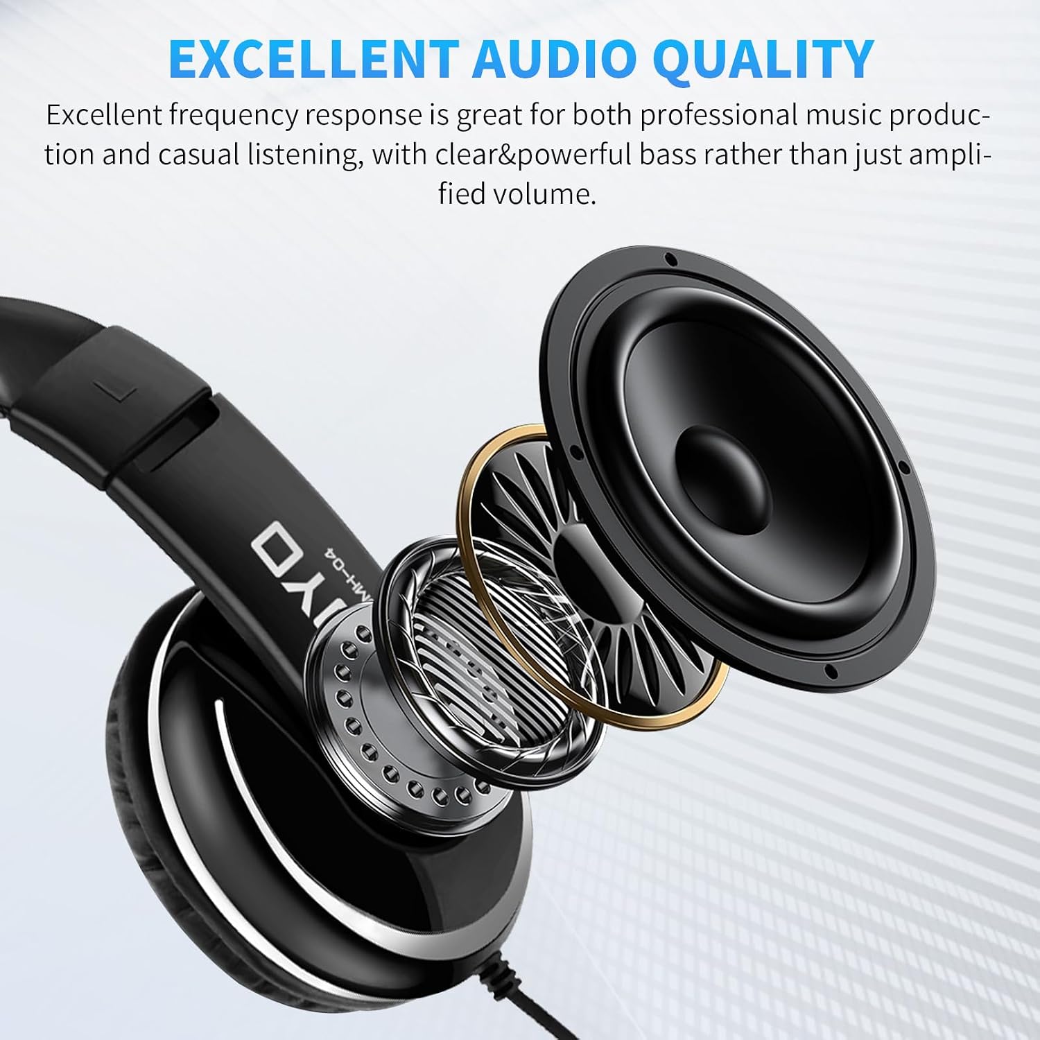 Over Ear Headphones Wired Studio Headphones with 1/4 to 3.5mm Jack for Guitar Amplifier Keyboard Recording Podcast DJ