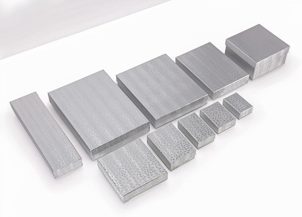 TheDisplayGuys 25 Cardboard Jewelry Gift Boxes with Inserts - Silver Foil