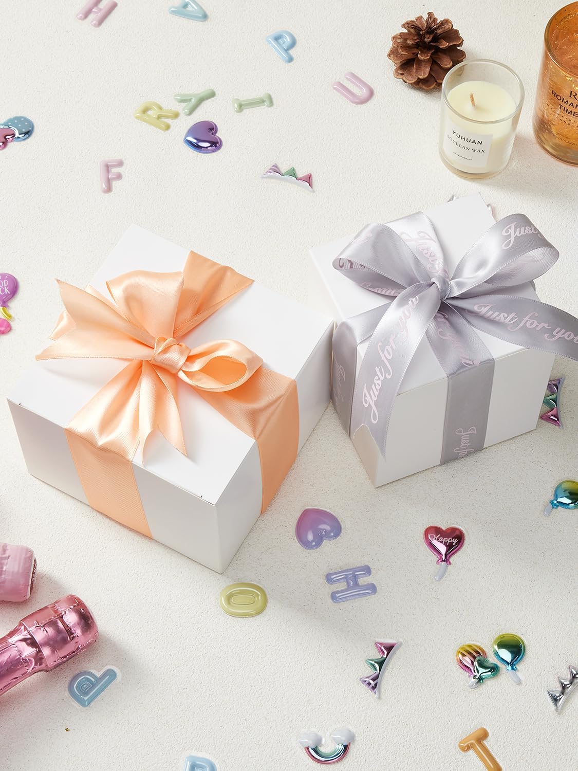 Gift Boxes 4x4x4 50 Pack White Kraft Paper Box with Lids