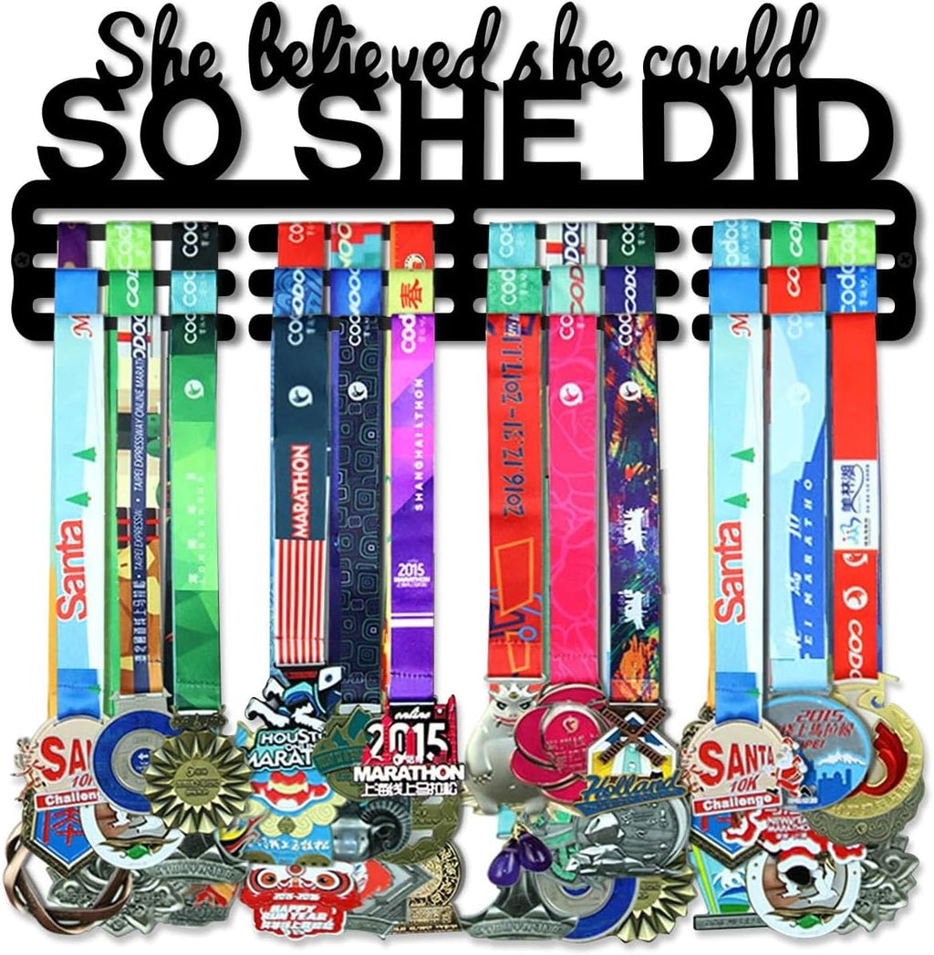 Medal Hanger Holder Display Wall Rack Frame Shelf-Medal Hanger Awards Ribbon Soccer,Gymnastics,Holder Display Rack