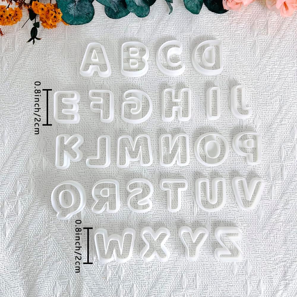 Alphabet Polymer Clay Cutters: 26 Pcs, Letter Designs for Polymer Clay Jewelry,Letter Clay Molds for DIY Custom Clay