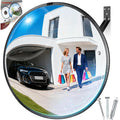 New Upgraded 22" HD Convex Mirror | 160° Adjustable Wide Angle View, Leather Frame & ABS Back, Traffic Mirror for
