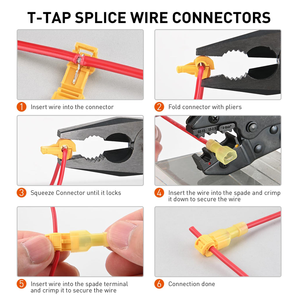 Nilight 120PCS/60Pairs Yellow T-Tap Quick Splice Disconnect Wire Terminal