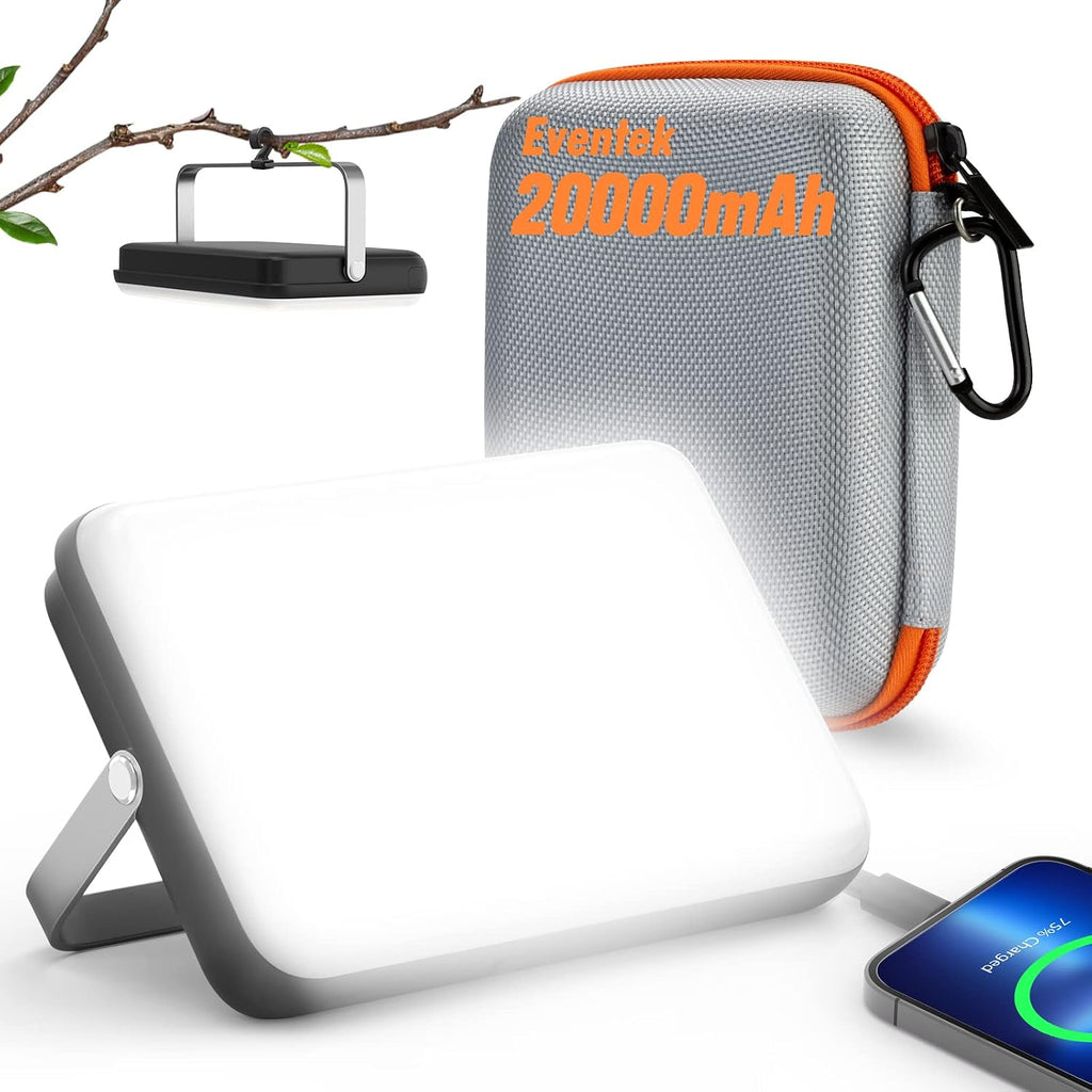 20000mAh Rechargeable LED Work Light & Camping Tent Light | Portable Power Bank (Up to 144H), 90° Rotatable Stand