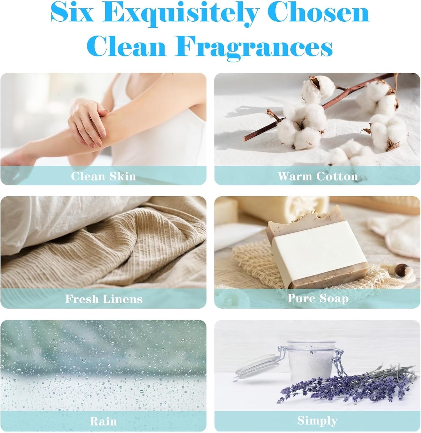 Fragrance Oils Clean Set, 6 Soap Making Scents, Fragrance Oil for Candle Making, Essential Oils for Diffusers for