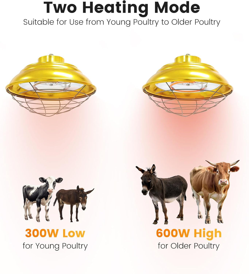 600W Large Hanging Chicken Coop Heater for Cattle, Horses, Donkeys