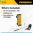 Fieldpiece STA2 in-Duct Hot Wire Anemometer for HVAC Airflow Measurement - CFM, Air Velocity & Temperature - 38" Telescoping Probe - Hands-Free Air Balancing Tool