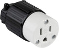 NEMA 5-15R Straight Blade Connector, Female Plug Replacement Cord Outlet, 15 Amp, 125 Volt, 2 Pole, 3 Wire Grounding