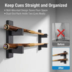 Pool Stick Holder Wall Mount Pool Stick Rack Billiard Cue Racks | Solid wood, horizontal display and storage of 2