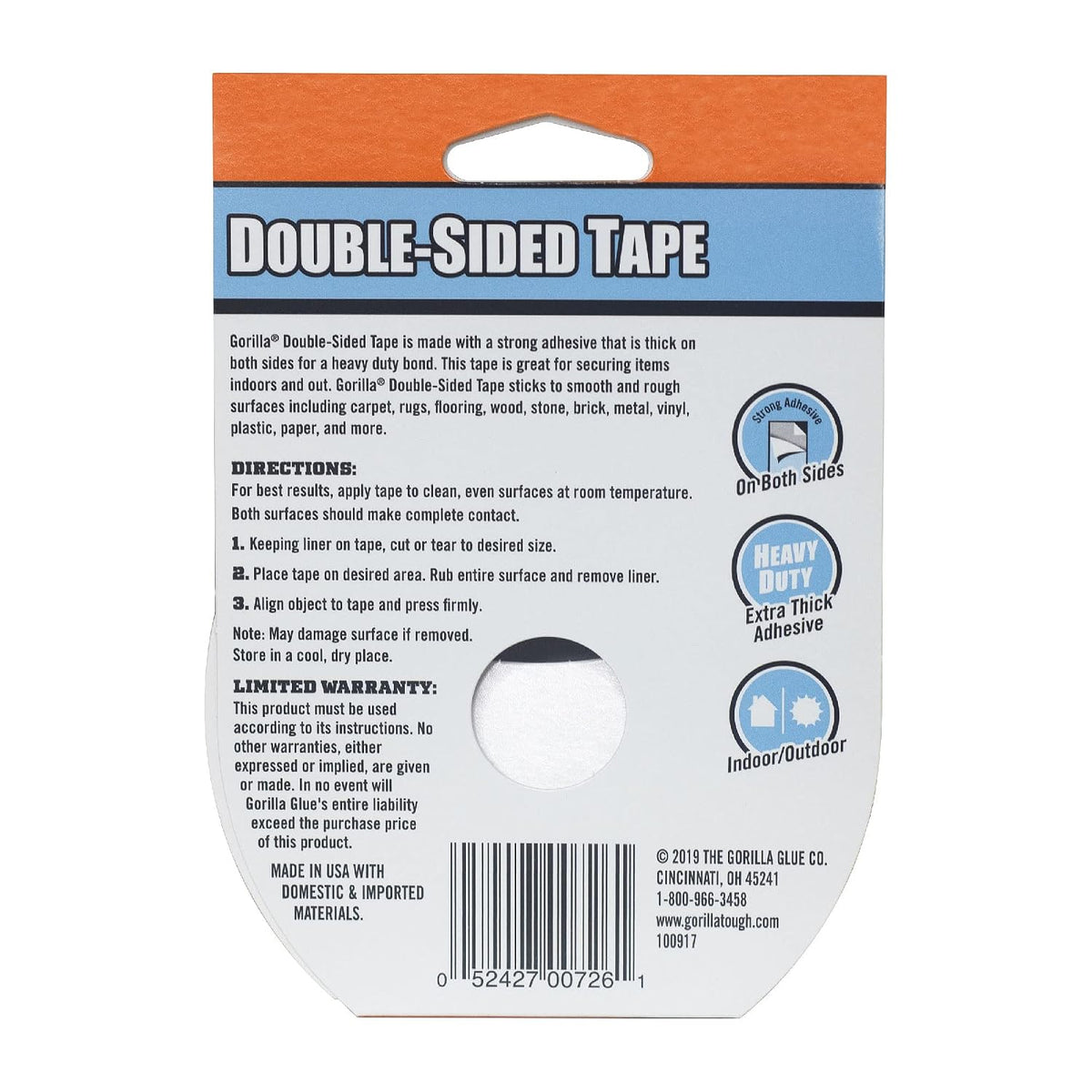 Double-Sided Tape, Strong Adhesive, Gray, 1.41 in x 8 yd, 2-Pack