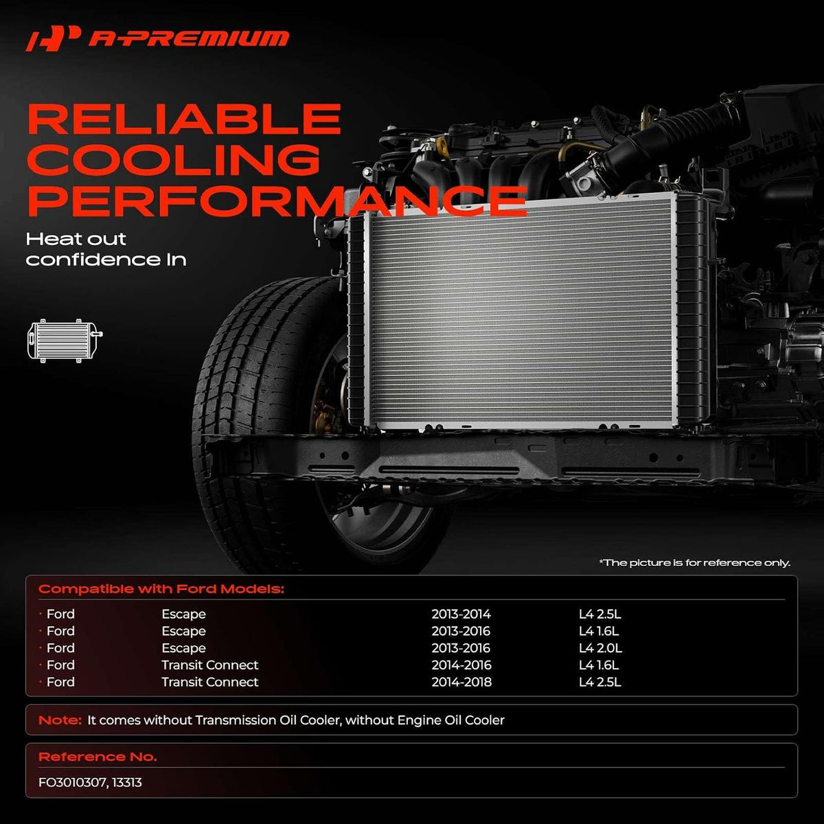 A-Premium Engine Coolant Radiator Assembly Compatible with Ford