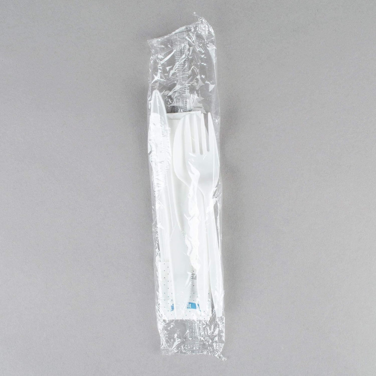 250 White Plastic Cutlery Packets - Knife, Fork, Spoon & Napkin Sets with Salt & Pepper - Individually Wrapped