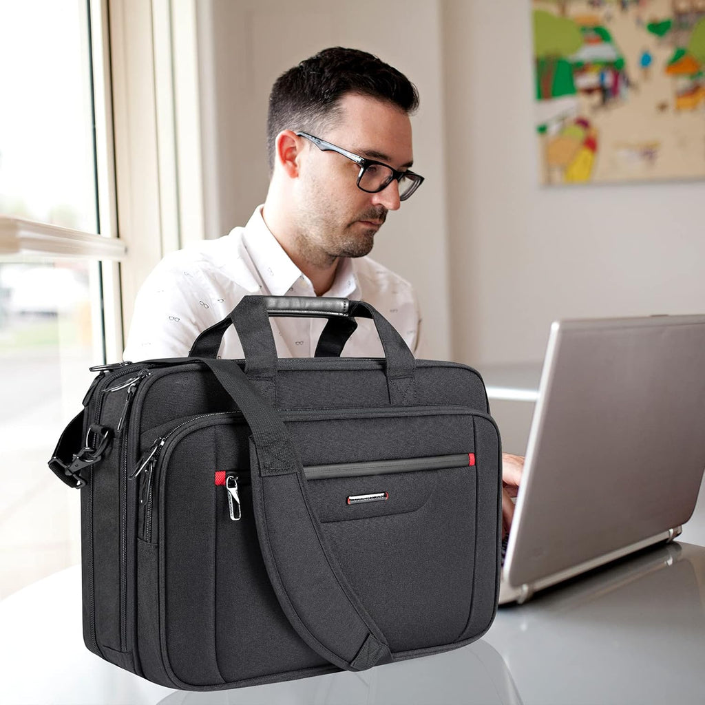 Laptop Briefcase Premium Laptop Case Fits Up to 17.3 Inch Business Shoulder Bag Laptop Expandable Water-Repellent