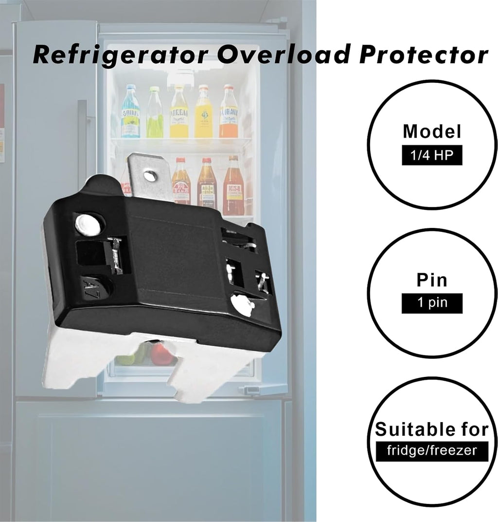 Compressor Start Relay and Overload Protector Kit for Refrigerator Freezer, Compatible with Frigidaire, Gibson, GE