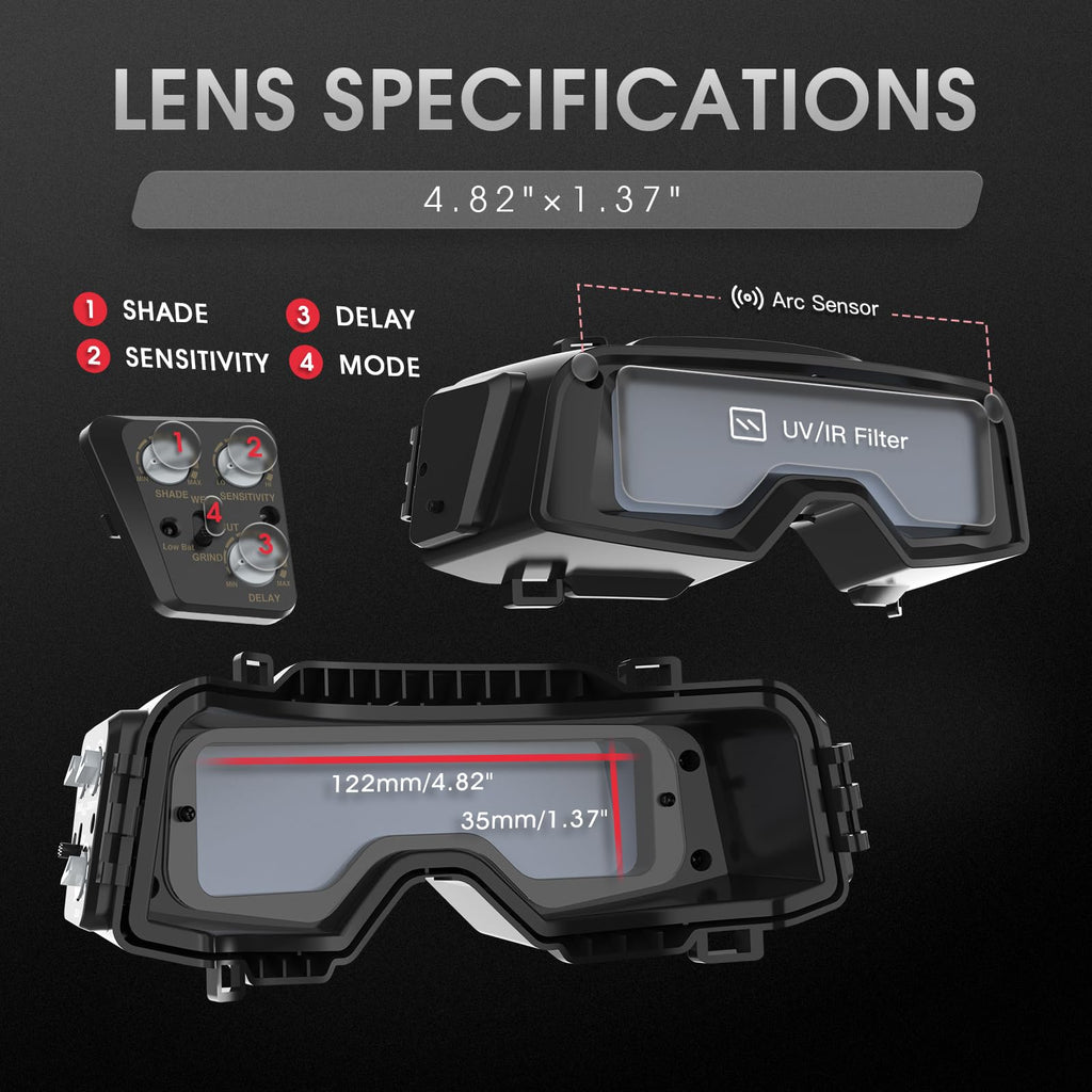 Auto-Darkening Welding Goggles with Mask, Wide Shade Range