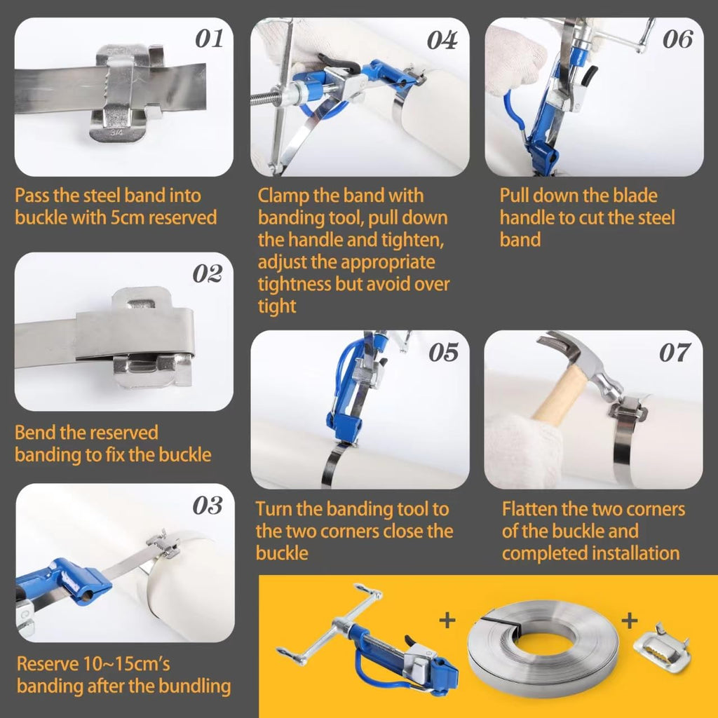 UpJiaFlarish Steel Banding Strapping Kit - Banding Tool, Stapping Tool