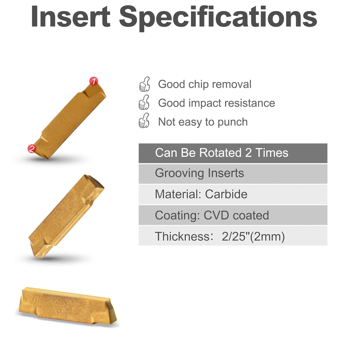 5/8" Large Shank Lathe Grooving & Part-Off Set (3pcs), Internal & External Deep Grooving, 10pcs TiN Coated MGMN200 Inserts, Extra-Rigid Nitrided Stability