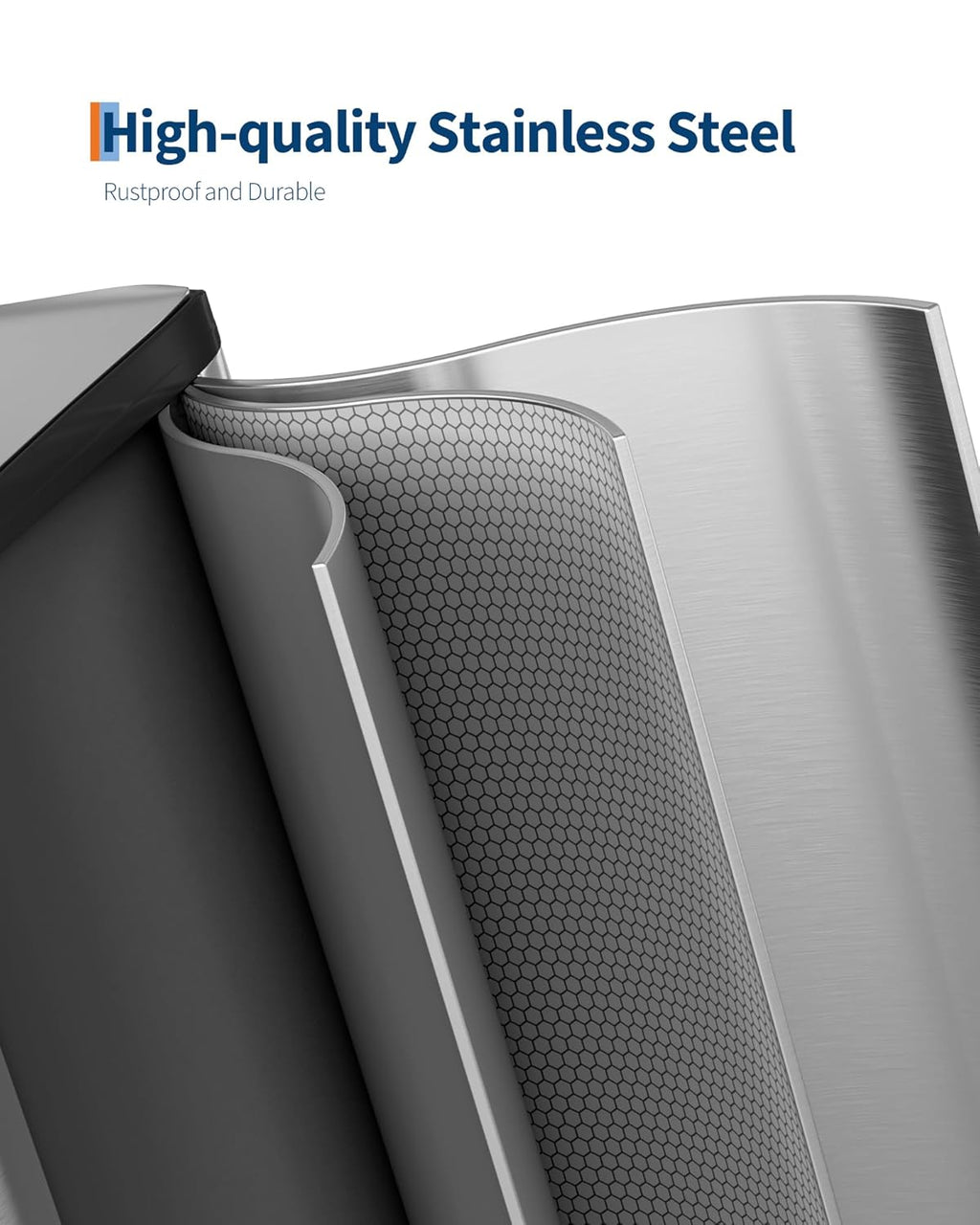 2x10.6 Gal Dual Kitchen Trash Can Fingerprint-Proof Stainless Steel | 2 Removable Inner Buckets Step Pedal Soft-Close