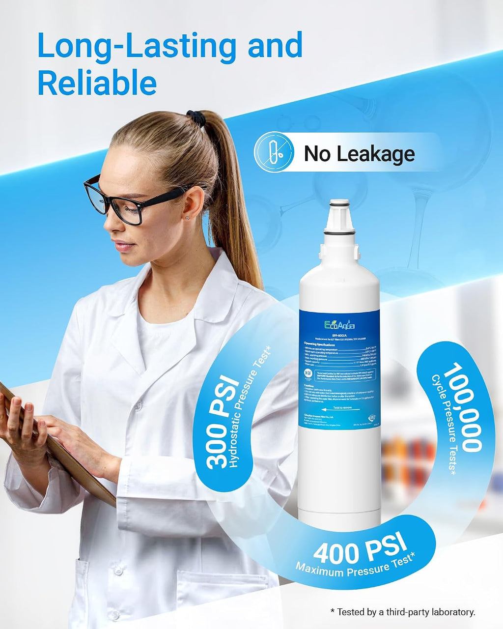 EcoAqua 5231JA2006A Refrigerator Water Filter Replacement for LG LT600P