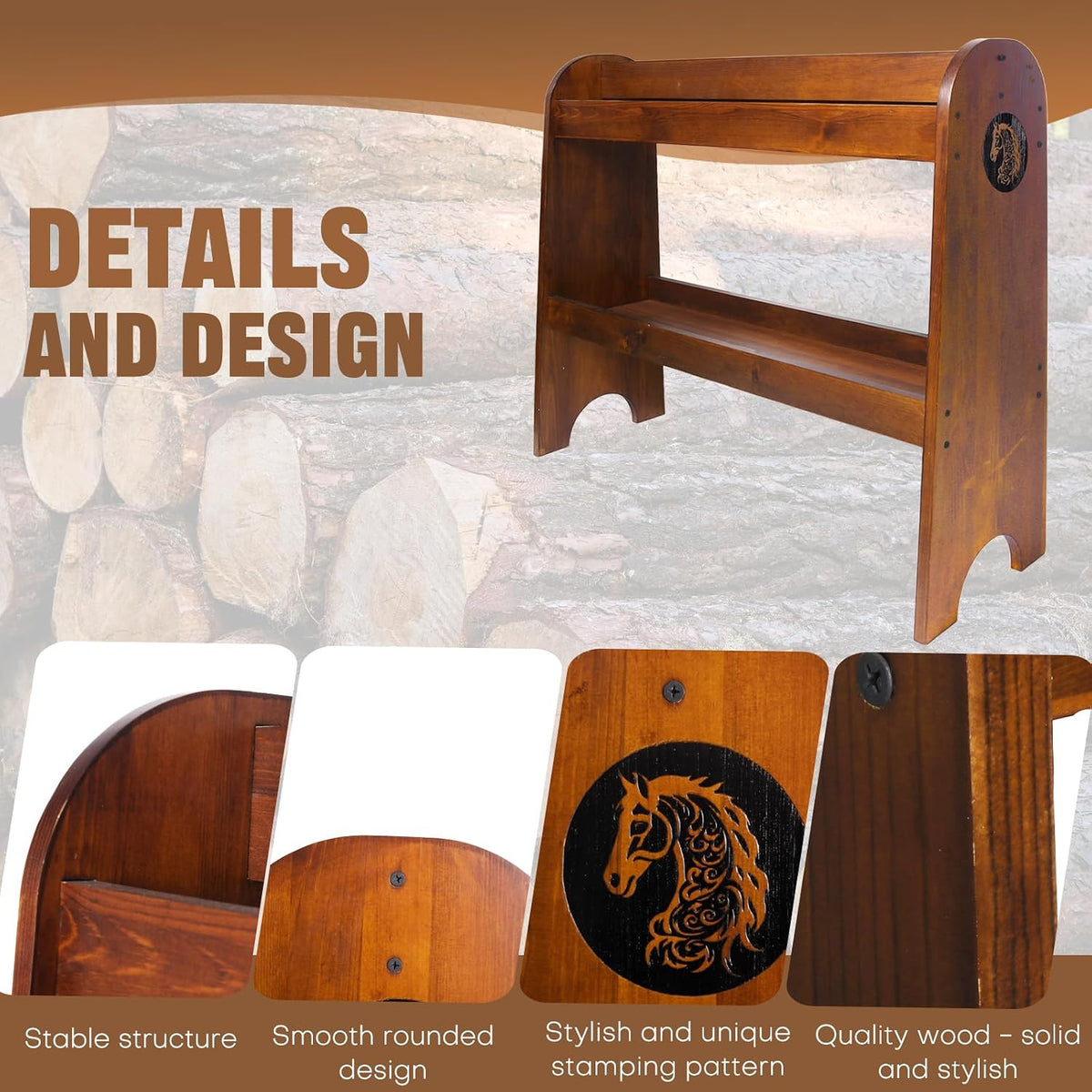 Solid Wood Saddle Rack, Heavy Duty Horse Saddle Stand