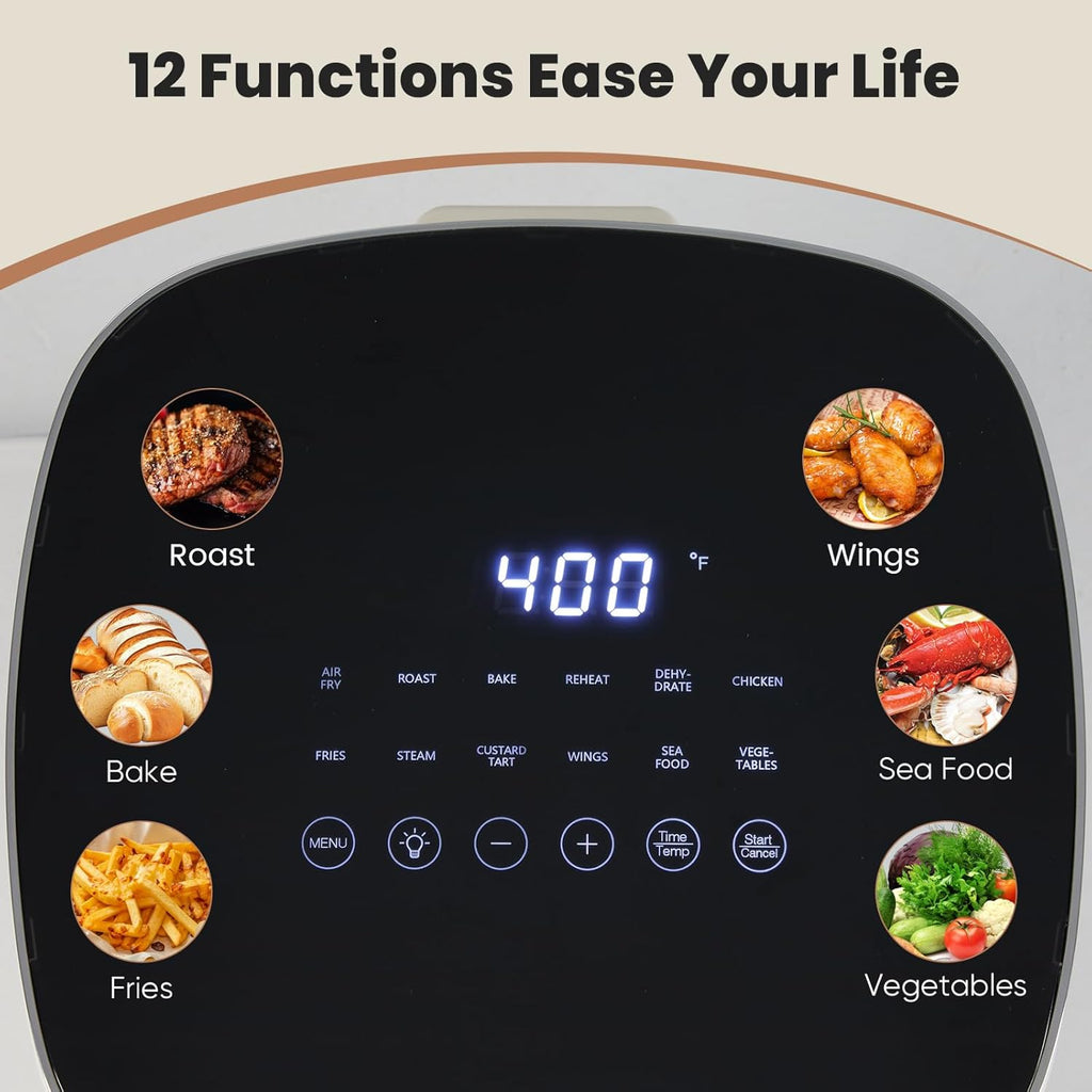 Air Fryer, 6QT Square Airfryer with Visual Window, 400°F Fast Heating Air Fryers Oven with Timer, Auto-Off, Non Toxic