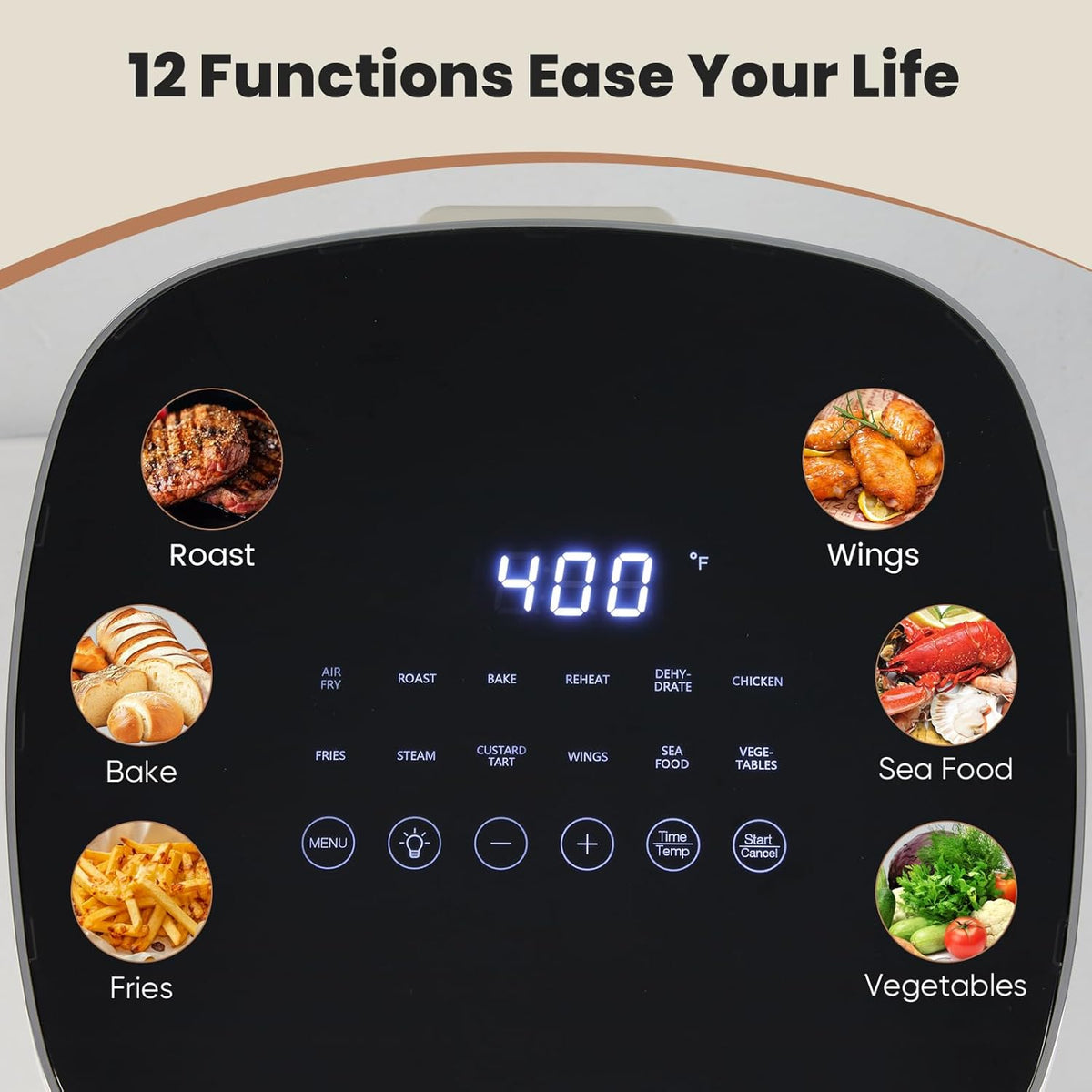 Air Fryer, 6QT Square Airfryer with Visual Window, 400°F Fast Heating Air Fryers Oven with Timer, Auto-Off, Non Toxic
