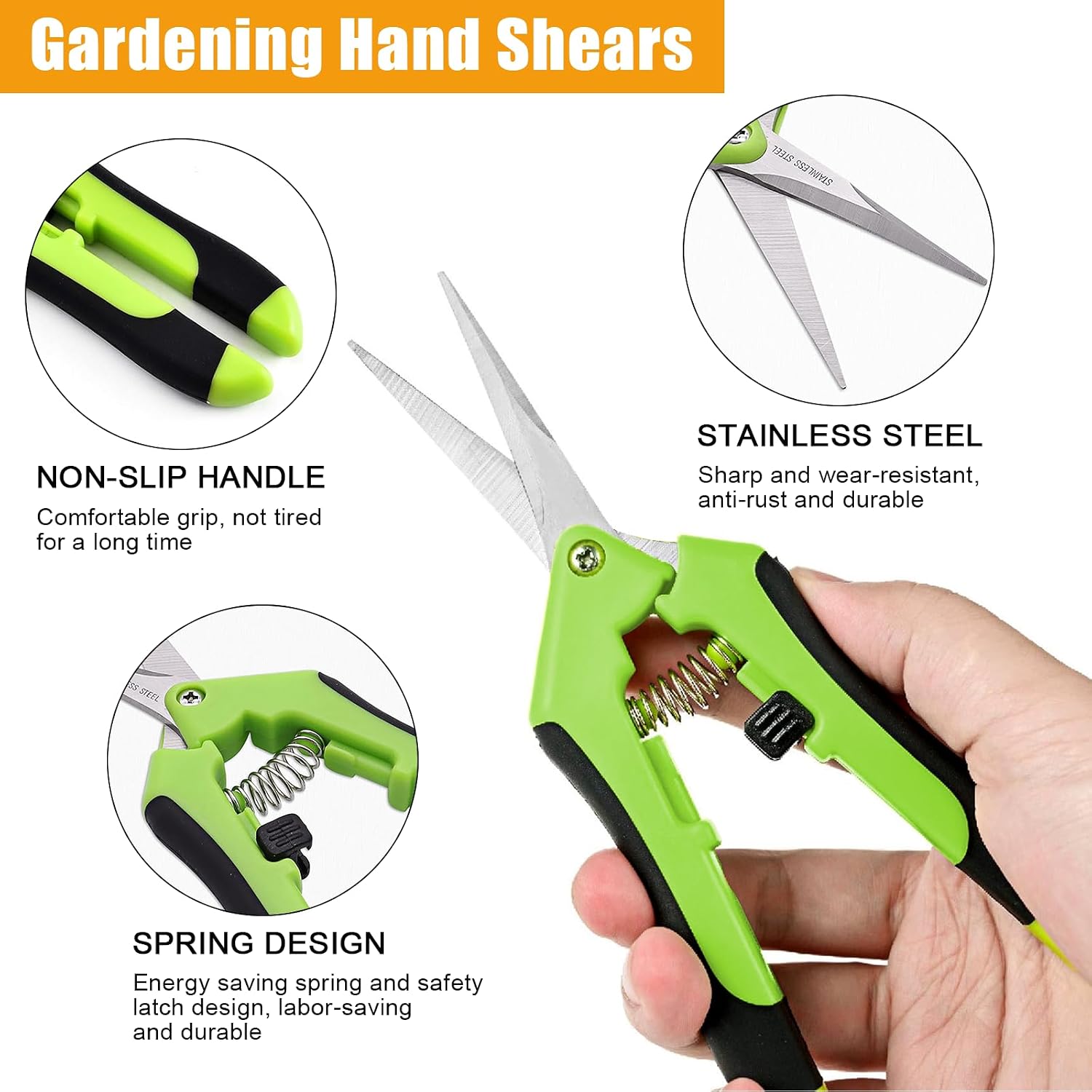 2 x Garden Pruning Shears Straight Tip Harvesting Shears with Stainless Steel Blades Small Pruning Shears Bonsai