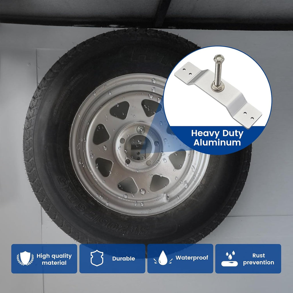 Spare Tire Carrier for Enclosed Trailer, Wall Mount Bracket Holder for Vehicle Cargo Van Truck, Aluminum Mount Fasten